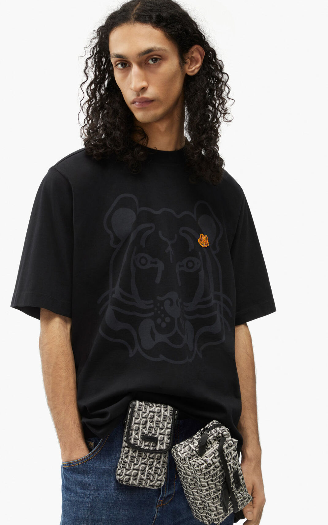 Kenzo K Tiger oversized Majice Muške - Crne - Hrvatska GHPFTY604